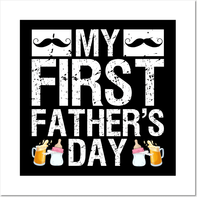 Mens Funny First Father's Day Present Beer Baby Bottle New Daddy Wall Art by drag is art